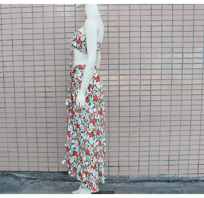 EtherealBe pleated ruffle edge dress set in floral design for a stylish summer look