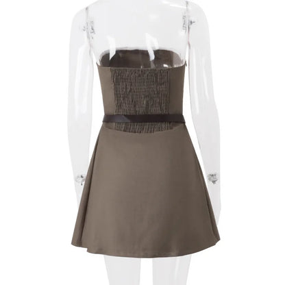 EtherealBe pleated skirt slim fit dress with a fitted bodice and adjustable belt at the waist