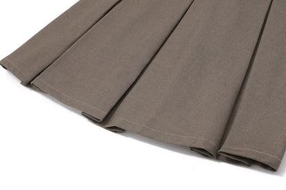 EtherealBe pleated skirt slim fit dress in soft brown fabric with elegant pleats
