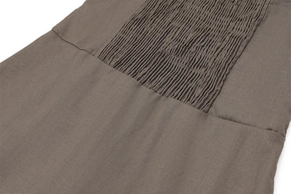 EtherealBe pleated skirt slim fit dress in brown with textured fabric for a stylish look