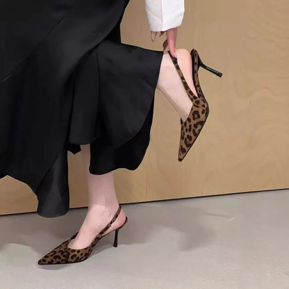 EtherealBe pointed toe slingback pumps for women in leopard print with elegant design for stylish looks