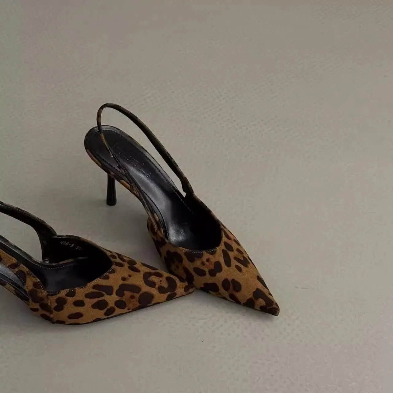 EtherealBe leopard print pointed toe slingback pumps for women with elegant high heels