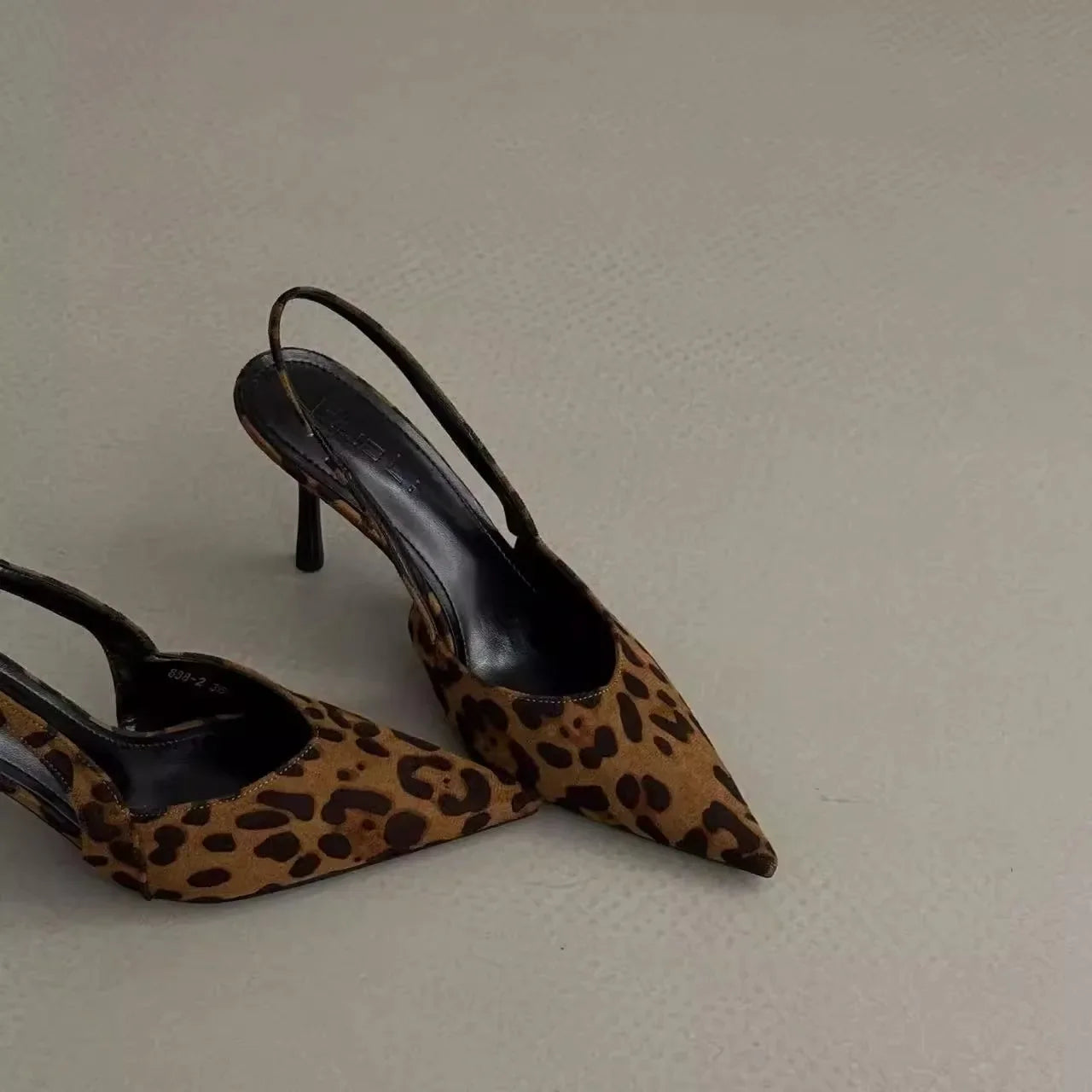 EtherealBe pointed toe slingback pumps for women in stylish leopard print design