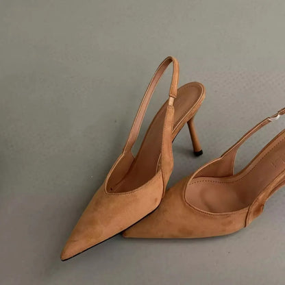 EtherealBe pointed toe slingback pumps for women in beige with elegant high heels for stylish outfits
