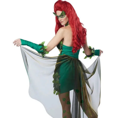 EtherealBe poison ivy costume for women featuring a green dress and leaf accessories