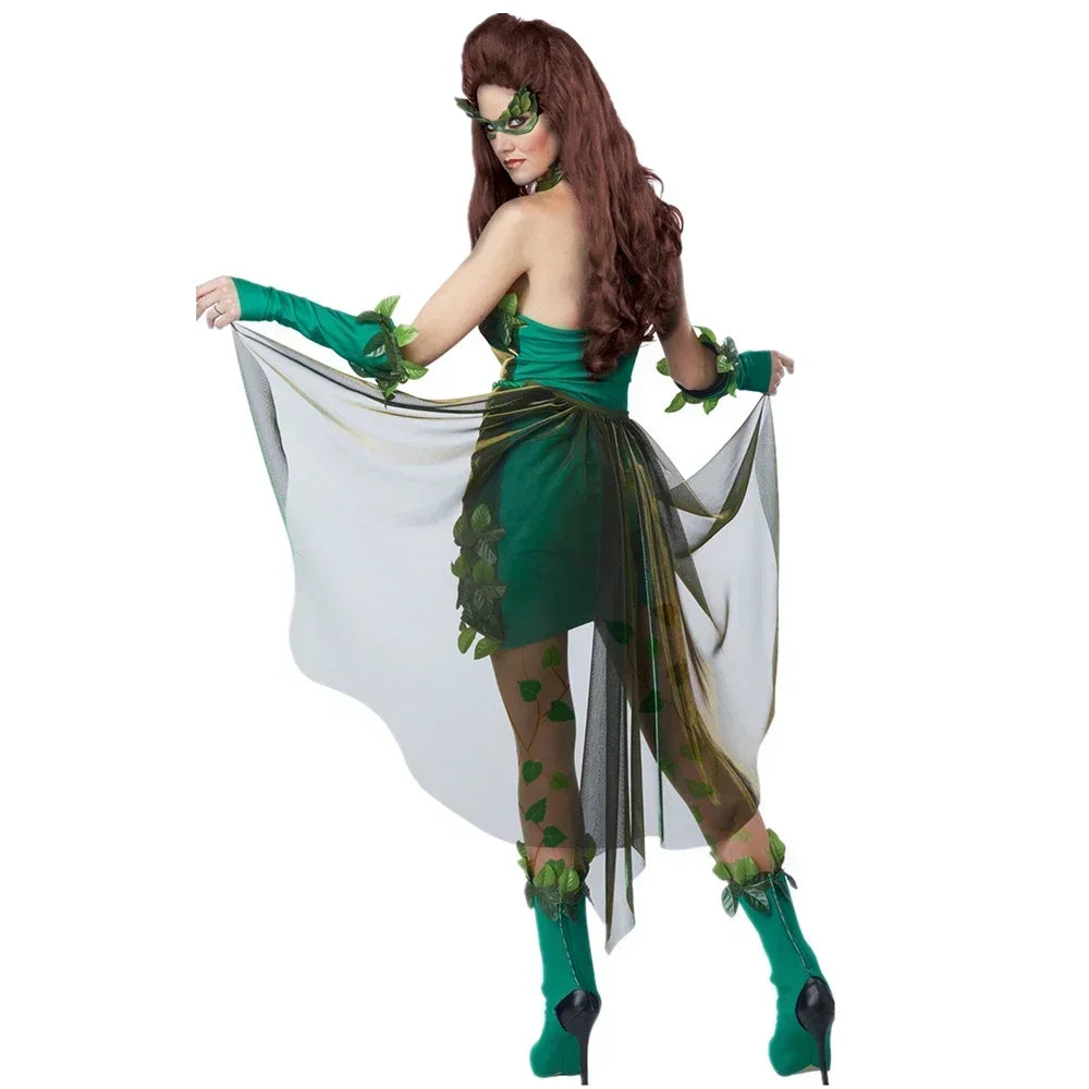 EtherealBe women's poison ivy costume featuring a green dress and leafy accessories