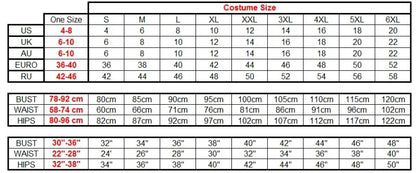 EtherealBe Poison Ivy costume for women in various sizes with detailed sizing chart for perfect fit