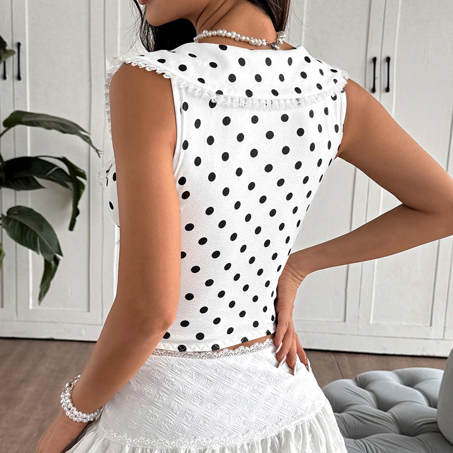 EtherealBe polka dot corset top for women with a stylish design and fitted silhouette