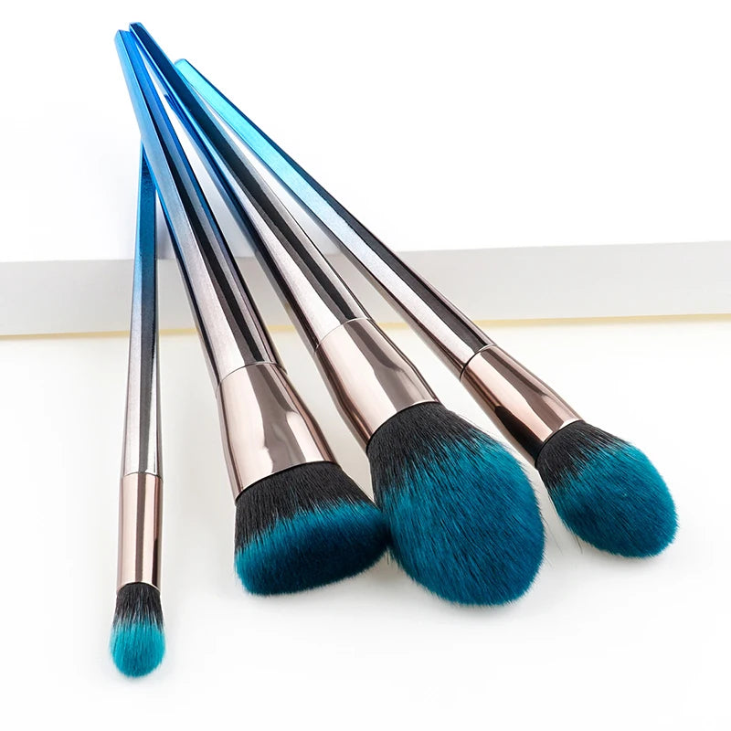 EtherealBe professional makeup brush tools for women in vibrant blue and silver design for flawless application