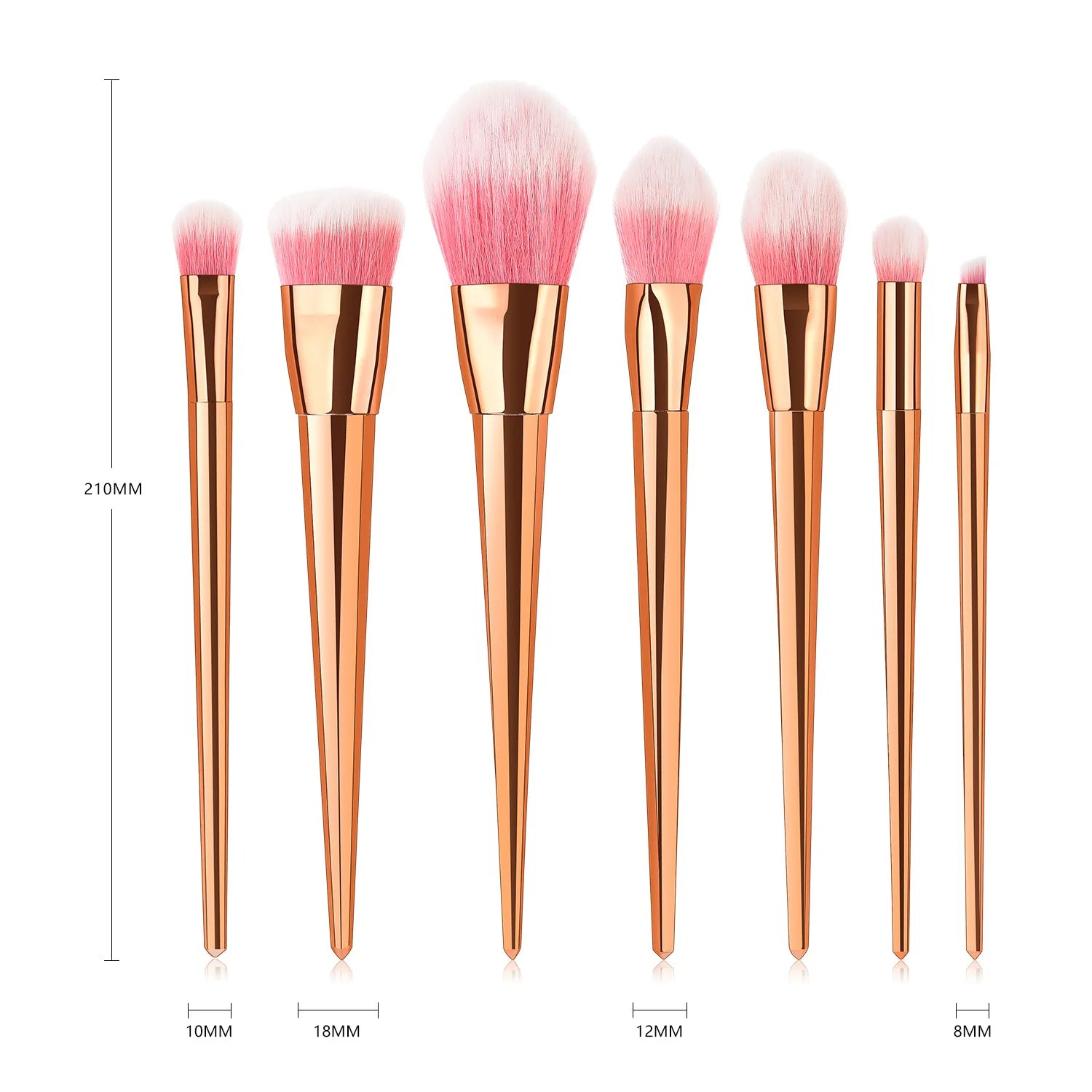 EtherealBe professional makeup brush tools for women in rose gold with soft pink bristles