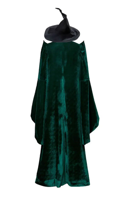 EtherealBe Professor McGonagall Hogwarts witchcraft costume in green velvet with a black hat