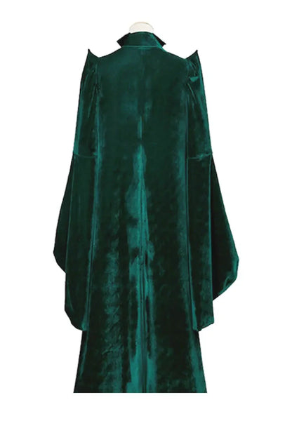EtherealBe Professor McGonagall Hogwarts witchcraft costume in luxurious green fabric with flowing sleeves