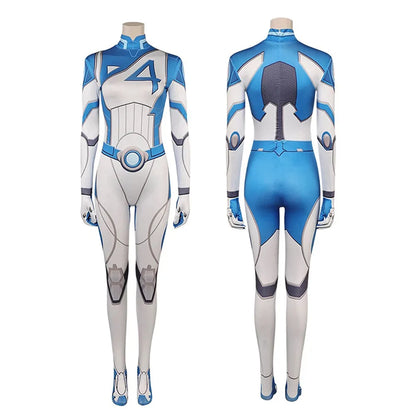 EtherealBe Psylocke cosplay costume in blue and white, featuring a sleek, form-fitting design for fans.