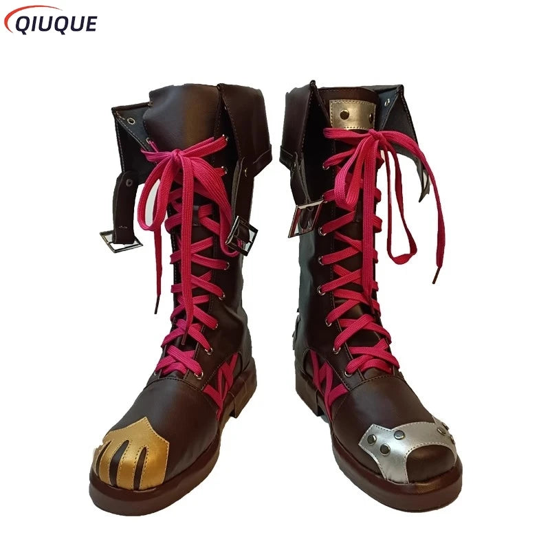 EtherealBe Arcane Jinx cosplay costume boots with pink laces and unique metal accents