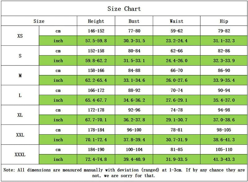 EtherealBe Arcane Jinx cosplay costume size chart with detailed measurements for accurate fitting