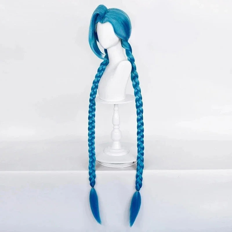 EtherealBe Arcane Jinx cosplay costume wig with long braided blue hair for fans