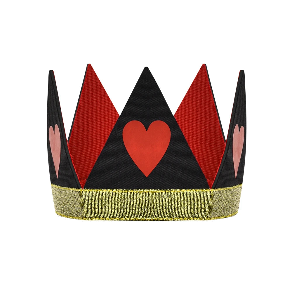 EtherealBe Queen of Hearts costume for women crown featuring black and red design with gold trim