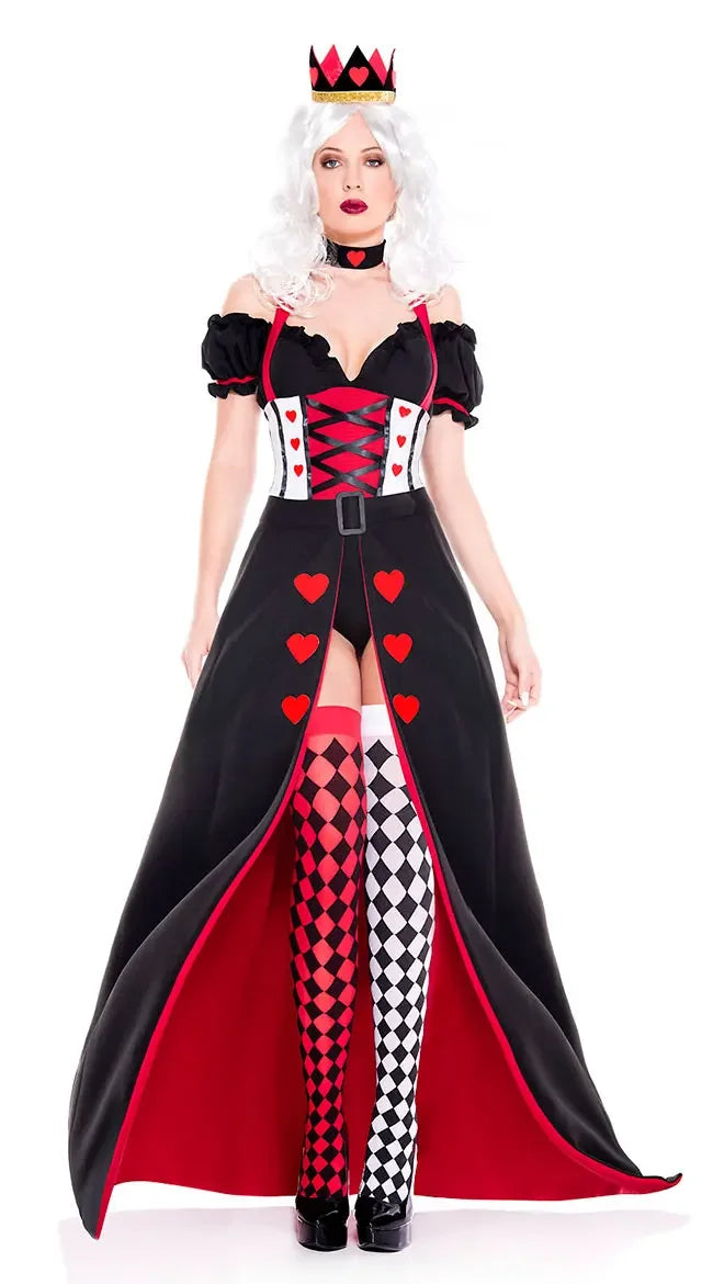 EtherealBe Queen of Hearts costume for women with striking red and black design and matching accessories