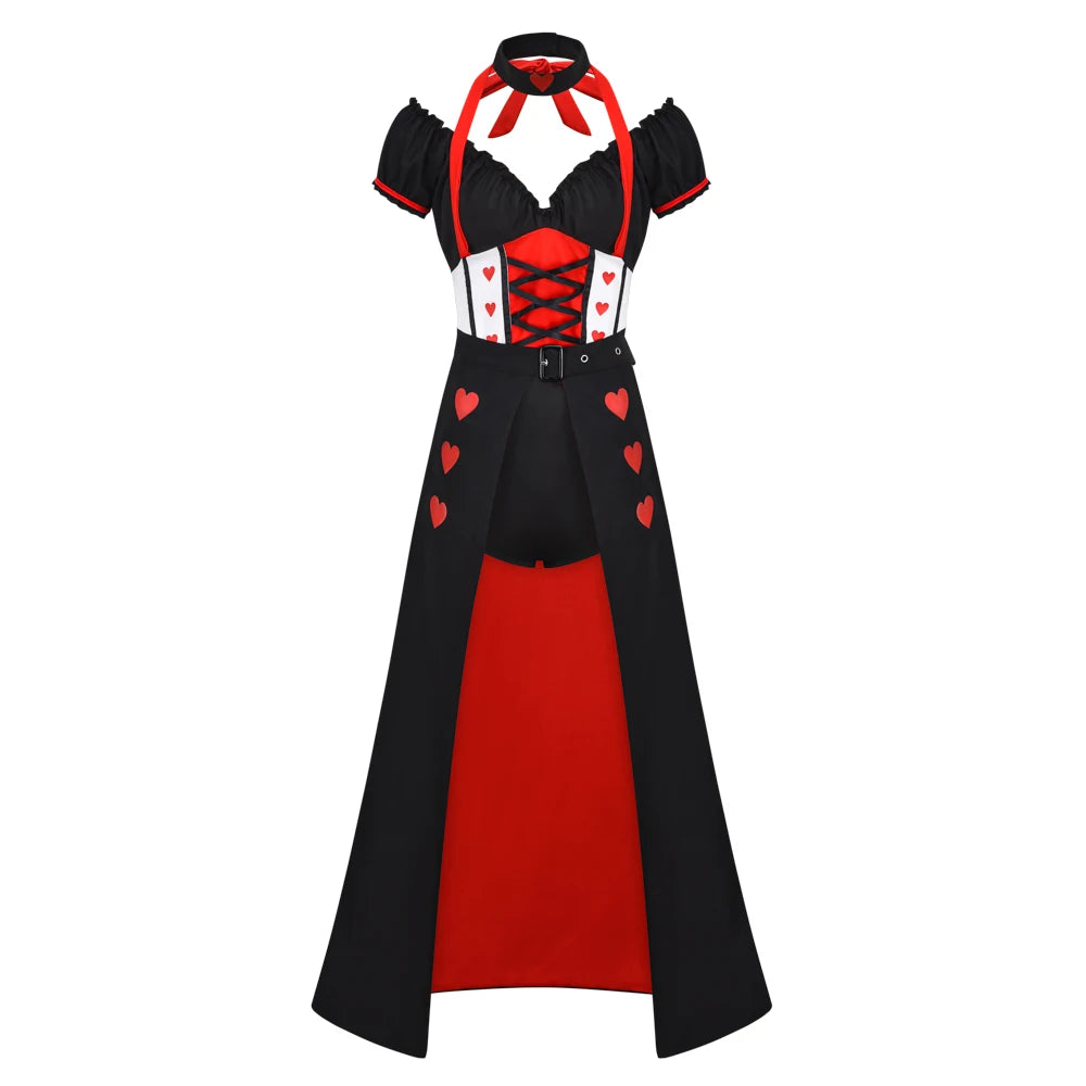 EtherealBe Queen of Hearts costume for women featuring a stylish dress with heart patterns and bold colors