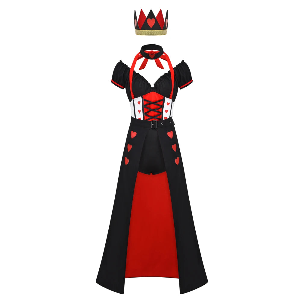 EtherealBe Queen of Hearts costume for women with royal crown and heart-patterned design