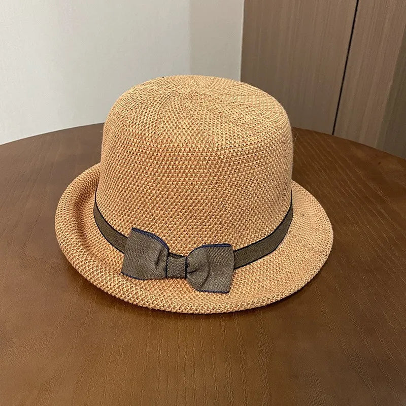 EtherealBe Retro French Style Fashion Bucket Hat with Bow Detail for Trendy Summer Outfits