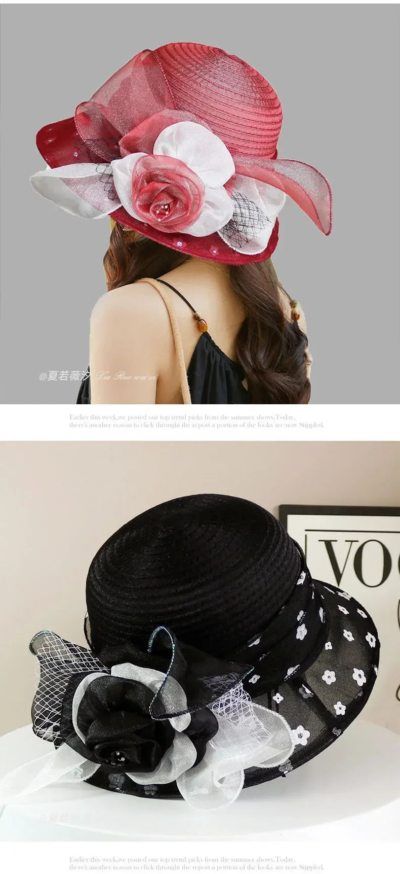 EtherealBe retro wide brim floral hat in pink and black for stylish sun protection
