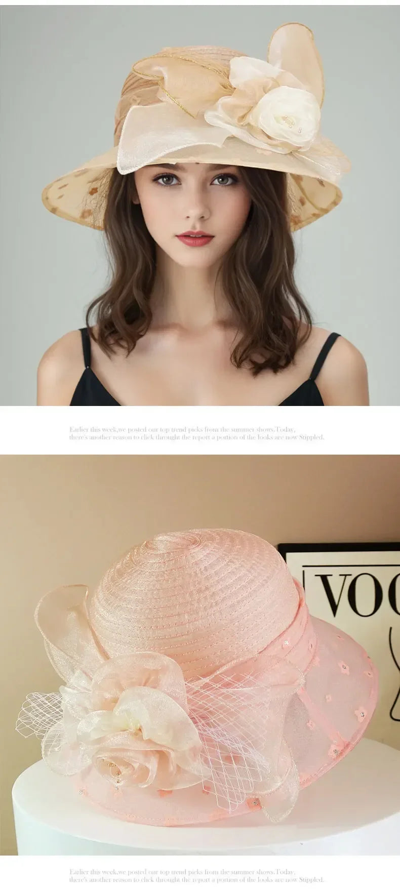 EtherealBe retro wide brim floral hat in soft pink with elegant floral details for stylish sun protection