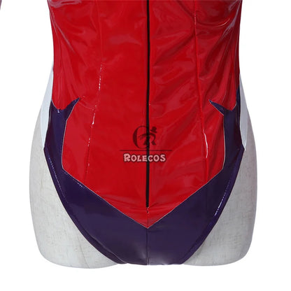 EtherealBe Asuka Langley Soryu cosplay costume featuring vibrant red and purple detailing for anime enthusiasts