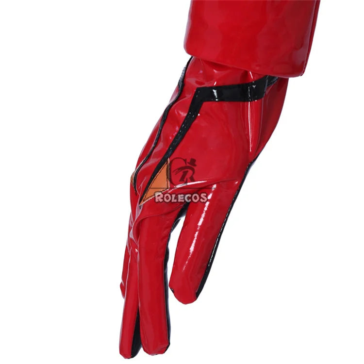 Red gloves from the Asuka Langley Soryu cosplay costume with a sleek design and shiny finish