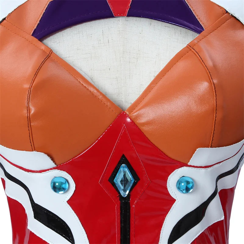 EtherealBe Asuka Langley Soryu cosplay costume showing vibrant details and sleek design