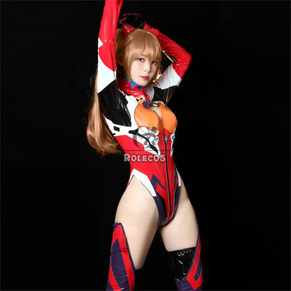 EtherealBe Asuka Langley Soryu cosplay costume in vibrant red and blue, perfect for anime conventions