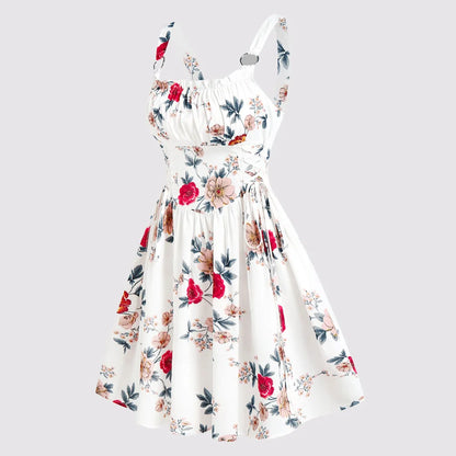 EtherealBe ruffled bowknot mini summer dress with floral patterns perfect for warm weather occasions