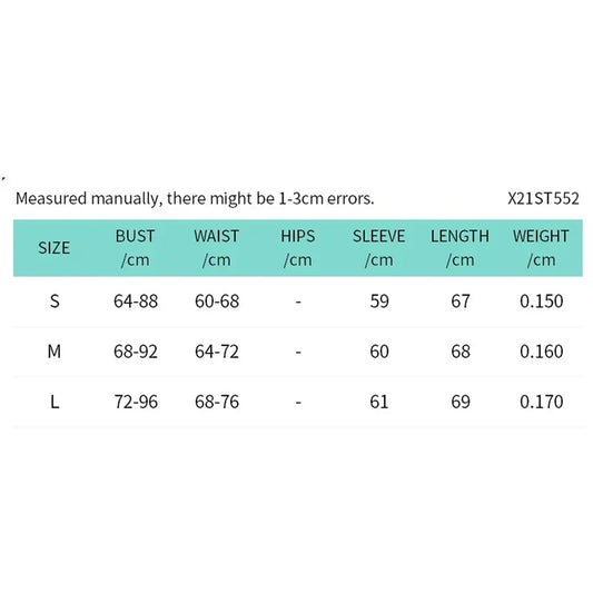 Size chart for scary chucky doll Halloween outfit including measurements for small, medium, and large