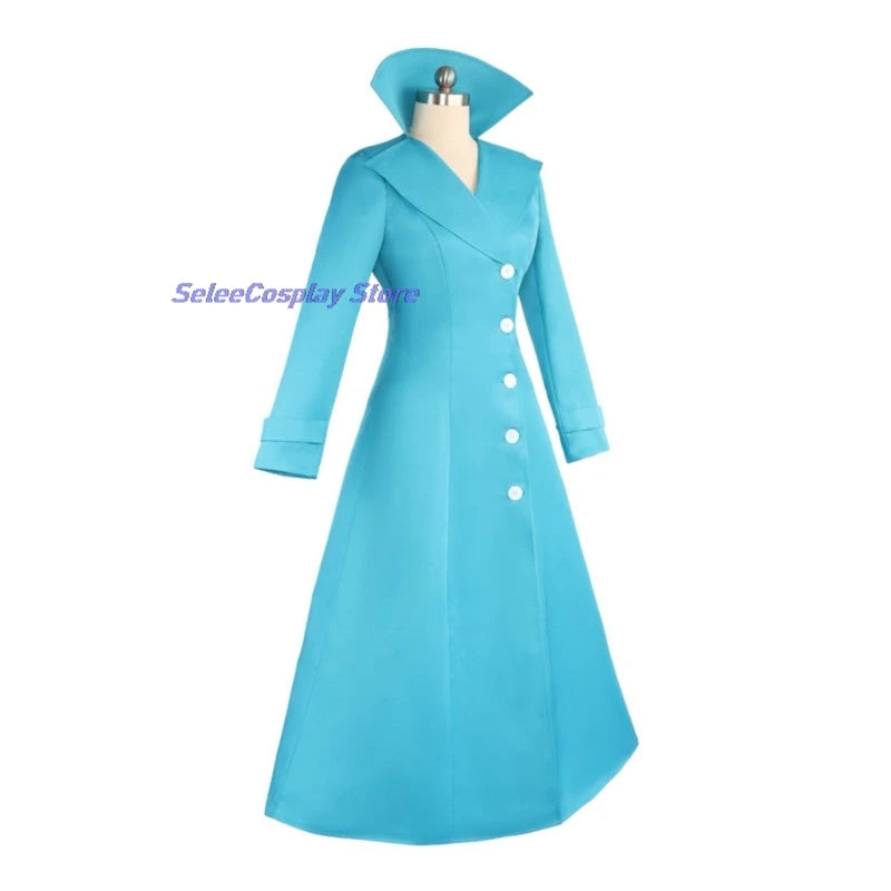 EtherealBe Despicable Me Gru Lucy Wilde costume in bright blue with a stylish collar and buttons