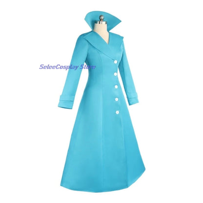 EtherealBe Despicable Me Gru Lucy Wilde costume in bright blue with a stylish collar and buttons