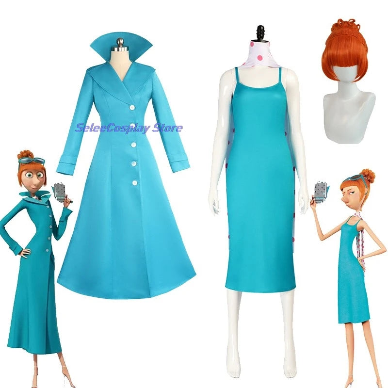 EtherealBe Despicable Me Gru Lucy Wilde costume in blue with accessories and wig for cosplay