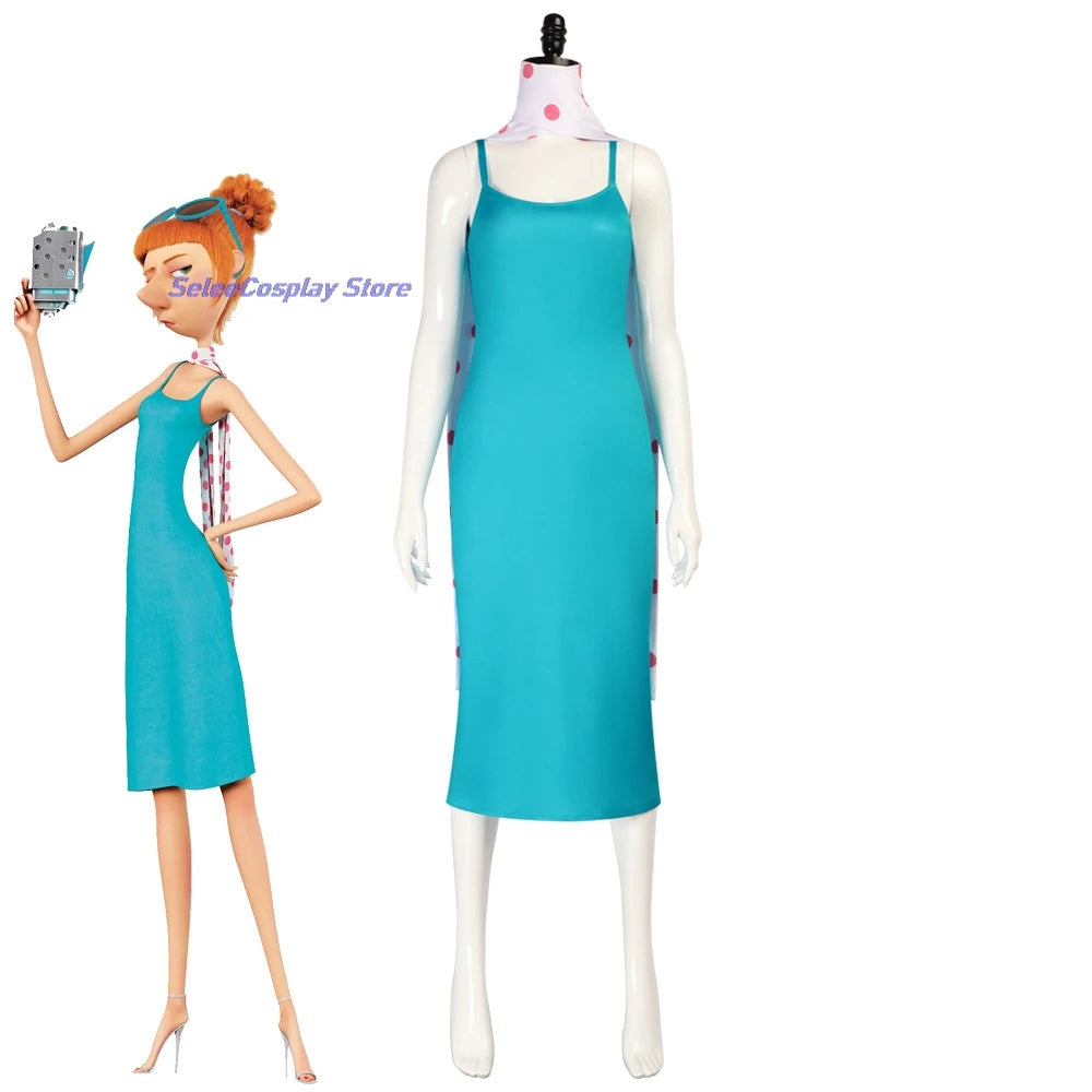 EtherealBe Despicable Me Gru Lucy Wilde costume featuring a bright blue dress for animated character cosplay