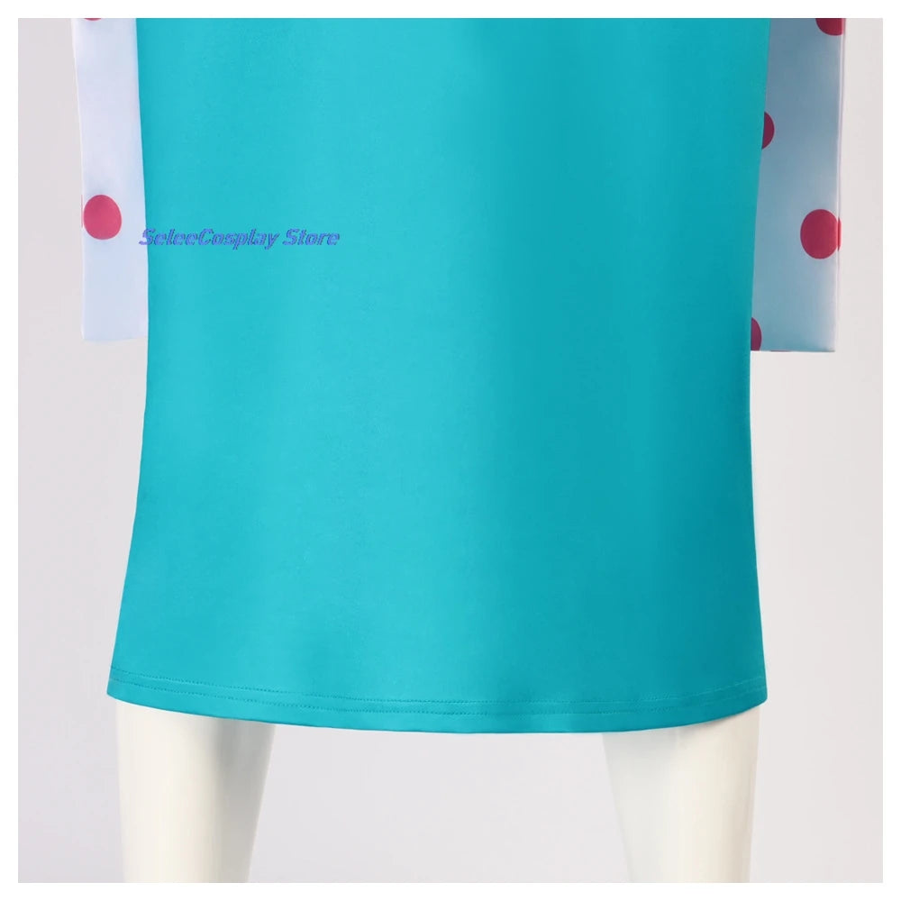 EtherealBe Despicable Me Gru Lucy Wilde costume featuring a vibrant turquoise design and fun polka dot accents