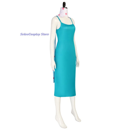EtherealBe Despicable Me Gru Lucy Wilde costume in turquoise with adjustable straps for cosplay