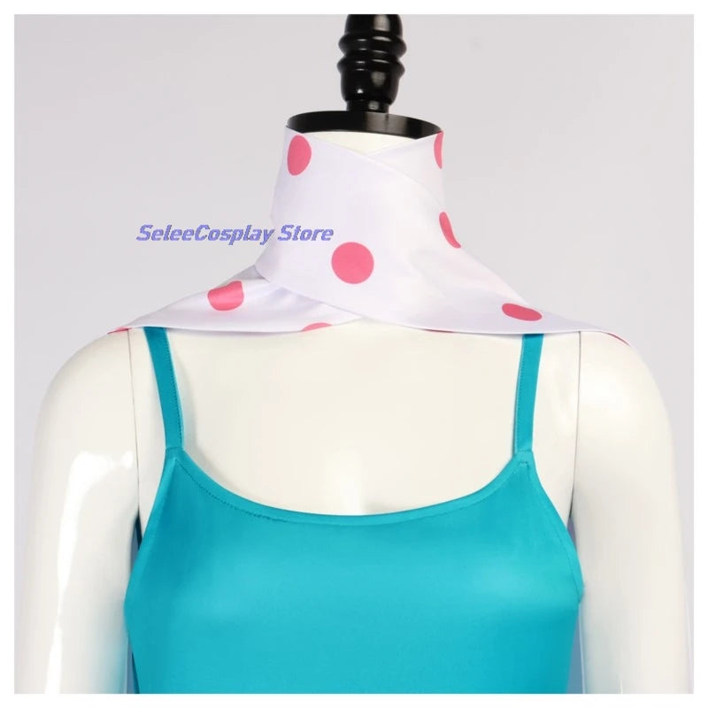 EtherealBe Despicable Me Gru Lucy Wilde costume neck scarf in white with pink polka dots
