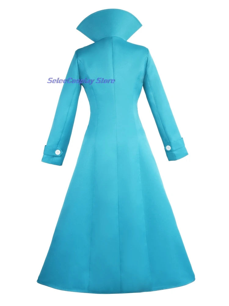 EtherealBe Despicable Me Gru Lucy Wilde costume in vibrant blue with a stylish collar and long sleeves