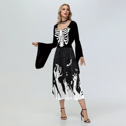EtherealBe skeleton Halloween costume for women featuring a skeleton design and ghostly hands