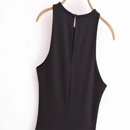 EtherealBe sleeveless chic cocktail dress with elegant high neckline and back keyhole detail