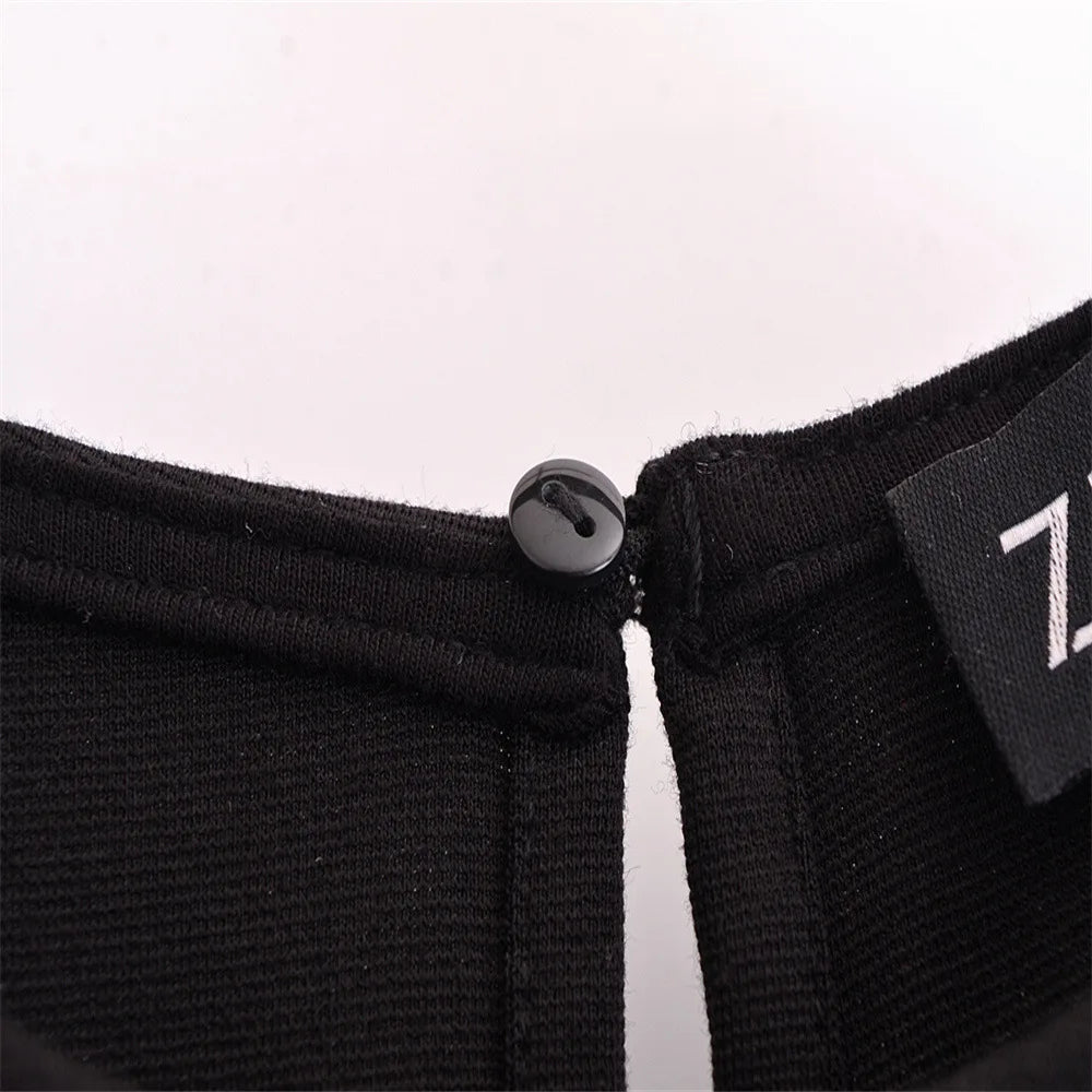 Close-up of the back button detail on an EtherealBe sleeveless chic cocktail dress
