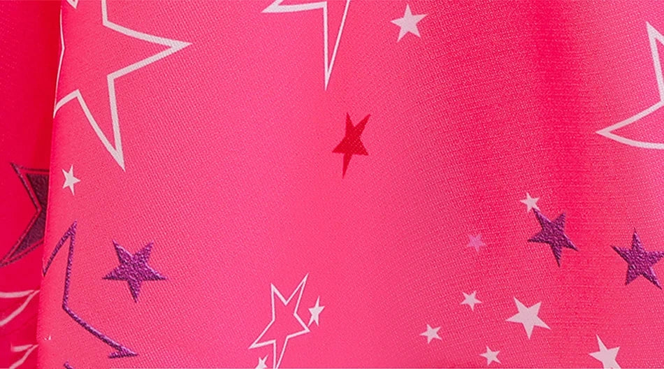 pink cowgirl cosplay set for kids bright star patterned costume fabric with glittery purple stars
