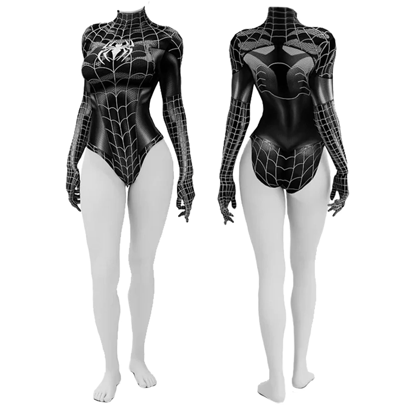 EtherealBe Spider Woman cosplay costume for women featuring a sleek black design with web patterns