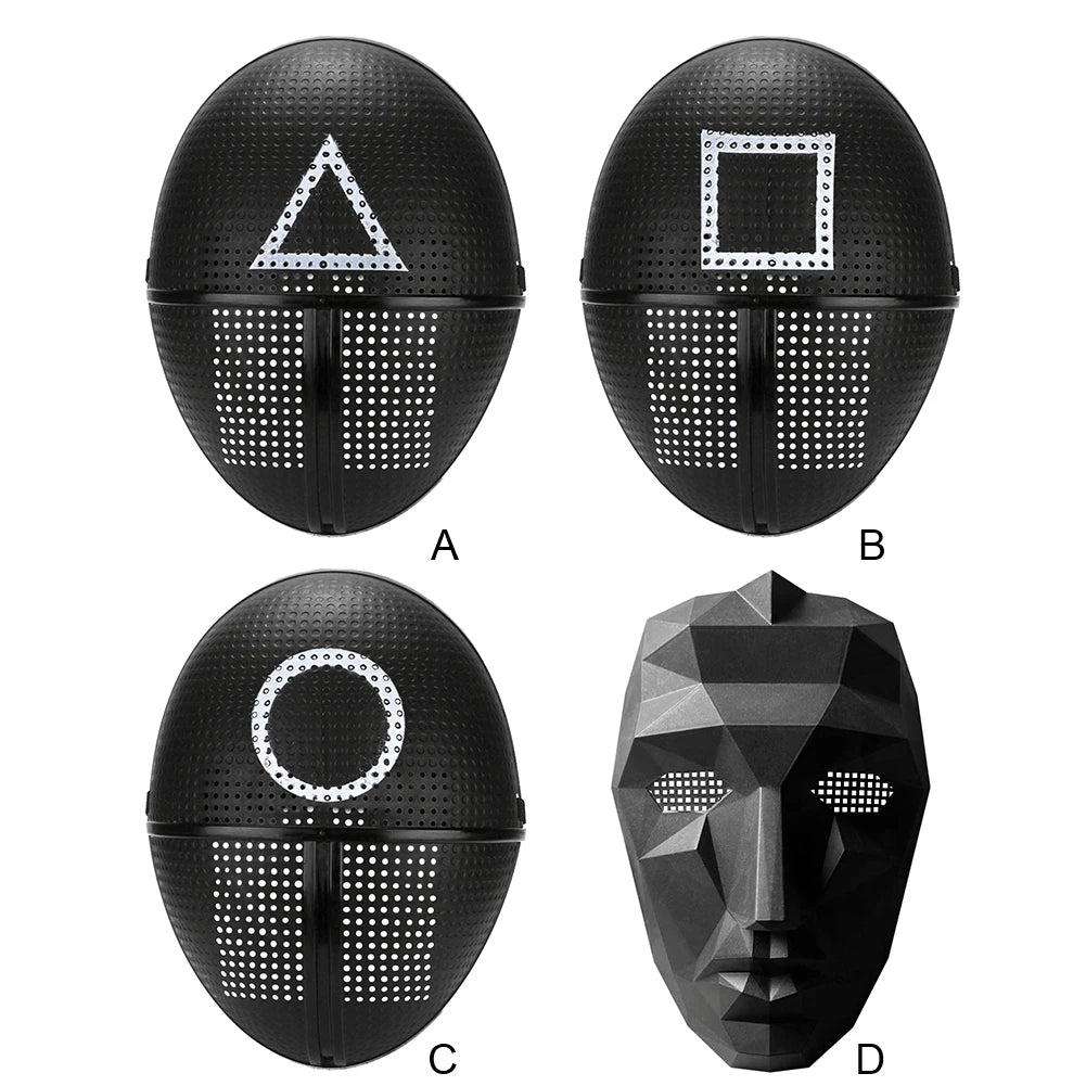 EtherealBe Squid Game Calamari Cosplay Mask Set with Triangle, Square, and Circle Designs