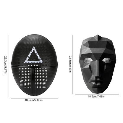 EtherealBe Squid game calamari cosplay mask with geometric design, perfect for costume parties