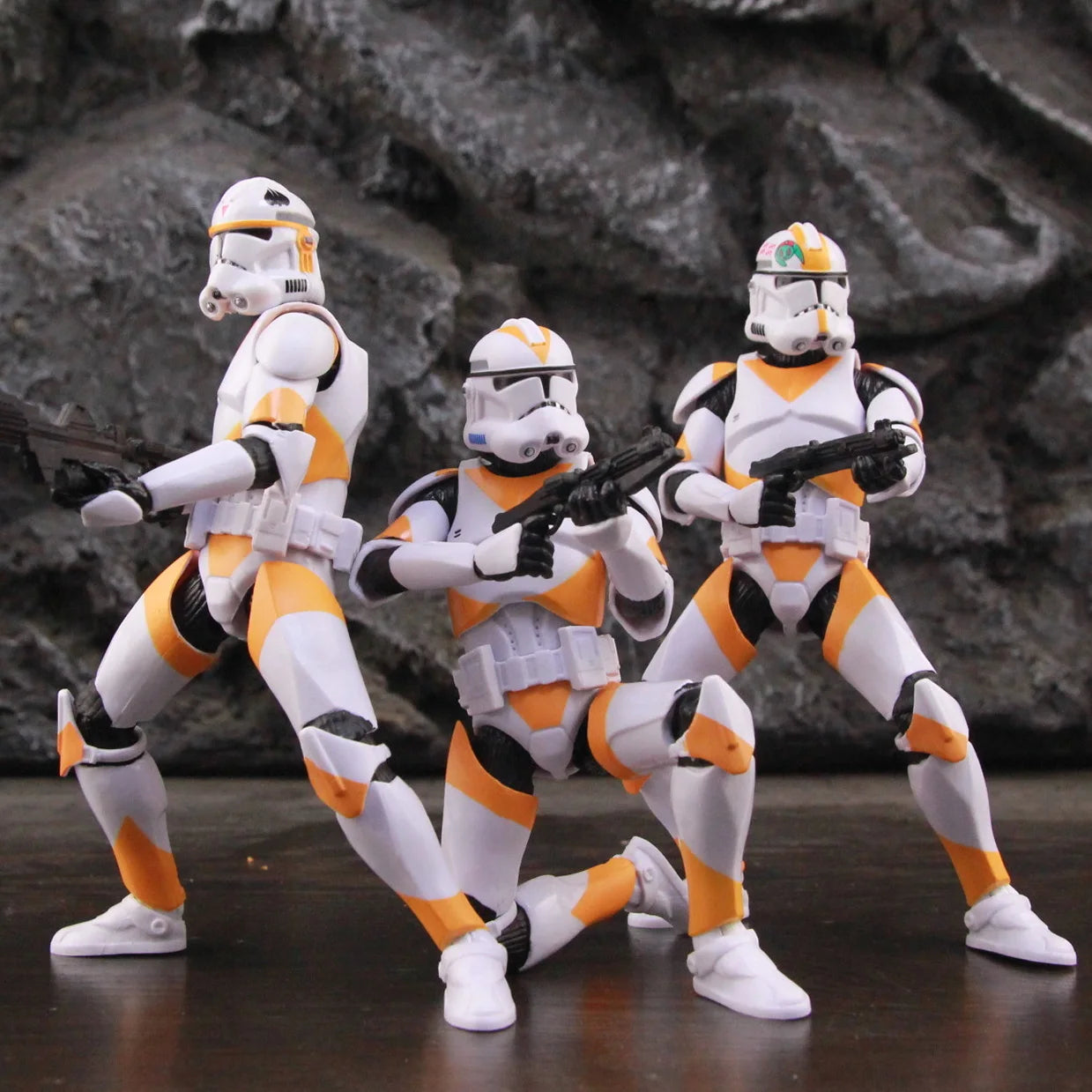Star Wars 212th Clone Trooper action figure set featuring three highly detailed figures ready for battle