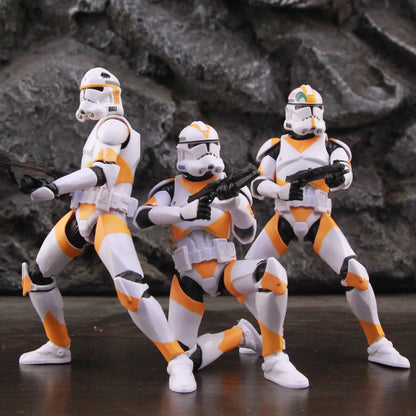 Star Wars 212th Clone Trooper action figure set featuring three highly detailed figures ready for battle